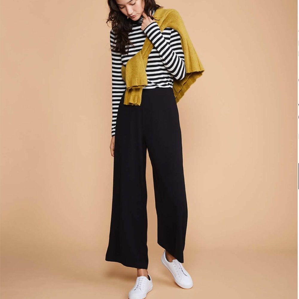 Lou & Grey Crepe Wide Leg Palazzo Pants 10 Blue